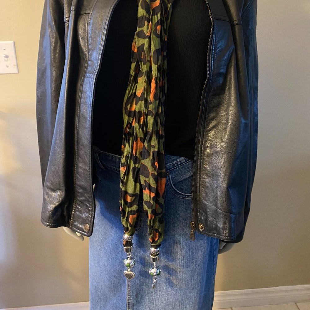 Women's Tassel Print Pendant Jewelry Scarf